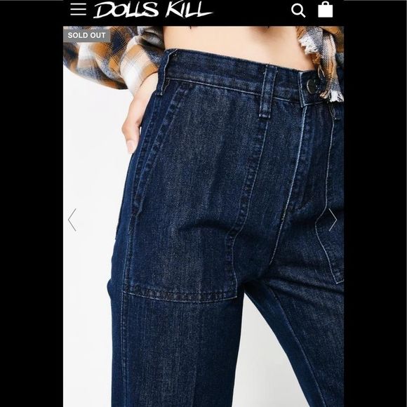 Obey The Siren Wide Leg Dark Wash Jeans Size 28 - Picture 7 of 9